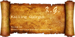 Kailing Györgyi névjegykártya
